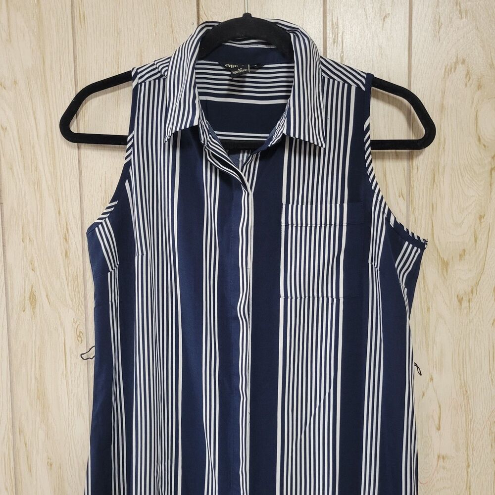 Millenium Blue And White Striped Button Down Shir… - image 3